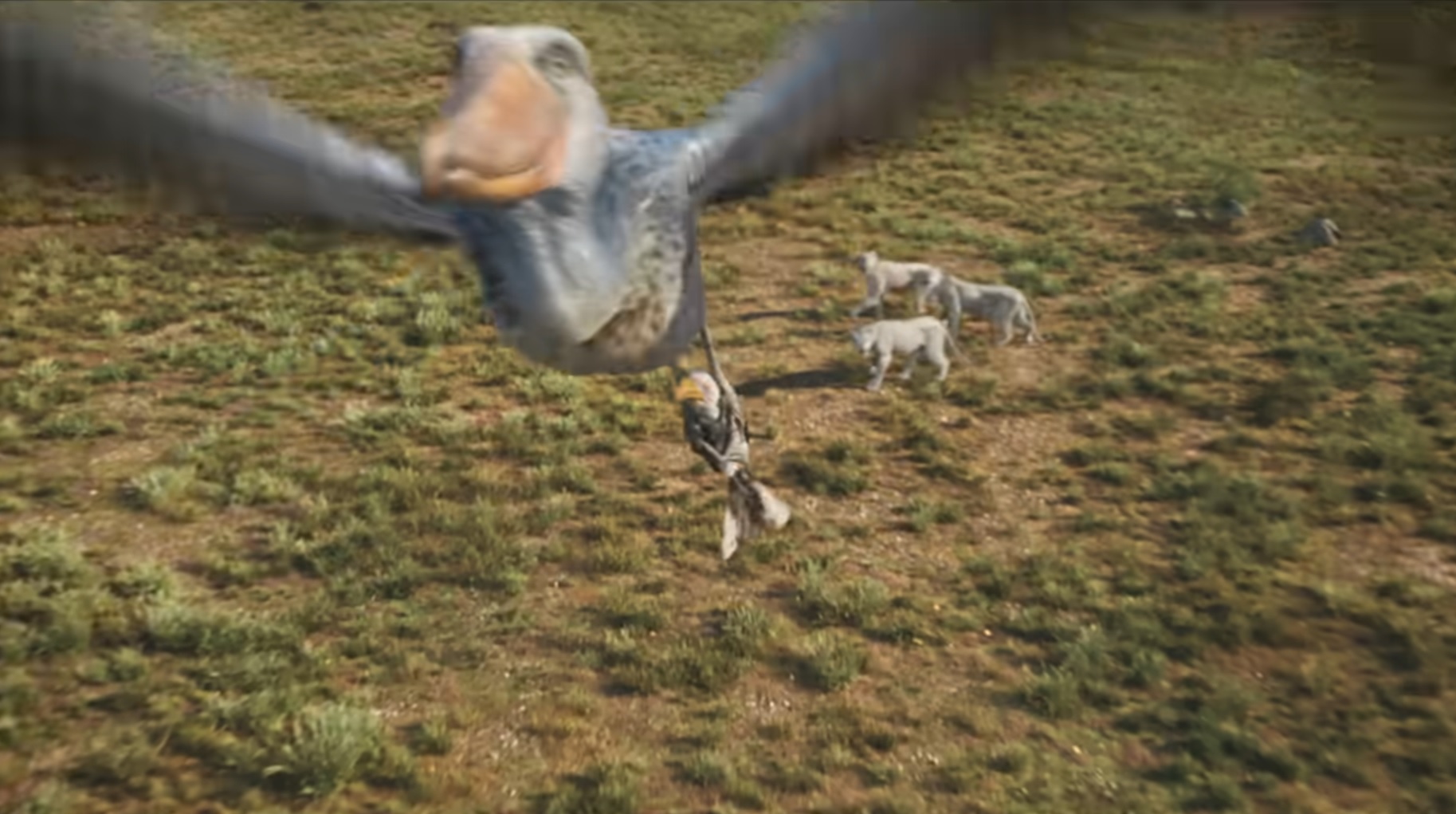 The Shoebill stork rescues Zazu (a red-billed hornbill) in Mufasa The Lion King